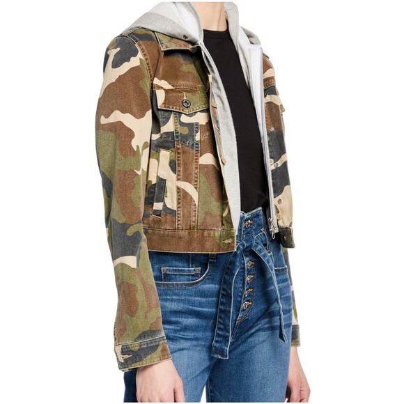 Veronica Beard Cara Camo Terry Hooded Dickey Jacket Cropped size Large - Picture 2 of 7
